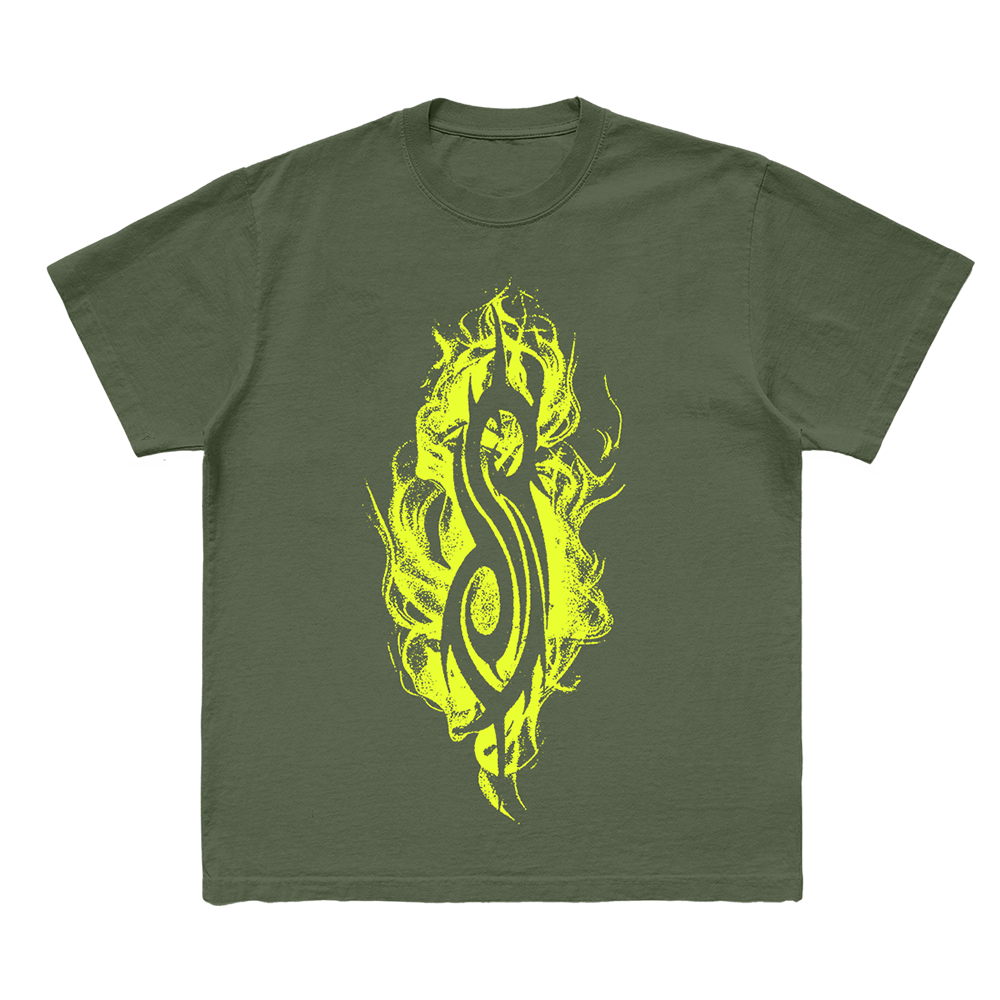 Flamed Tribal S T-Shirt (Military Green) Front