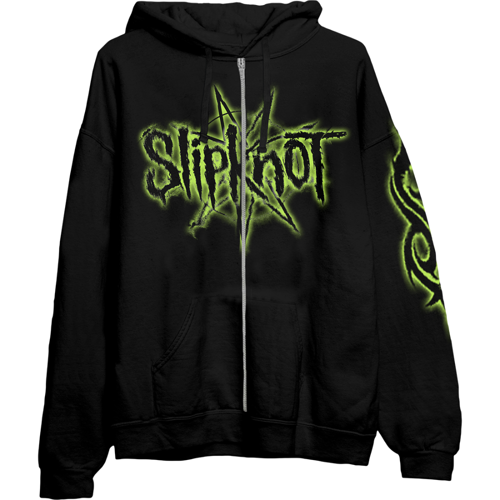 Slipknot Felpa Con Cappuccio Ufficiale 9 Point Star - Colore Nero, Taglia L - Cotone Con Cerniera E Tasche Frontali