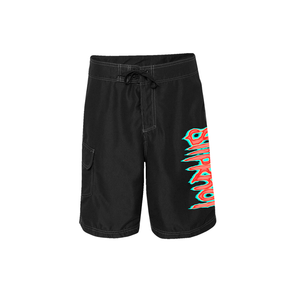 Fluorescent Logo Swim Trunks Front