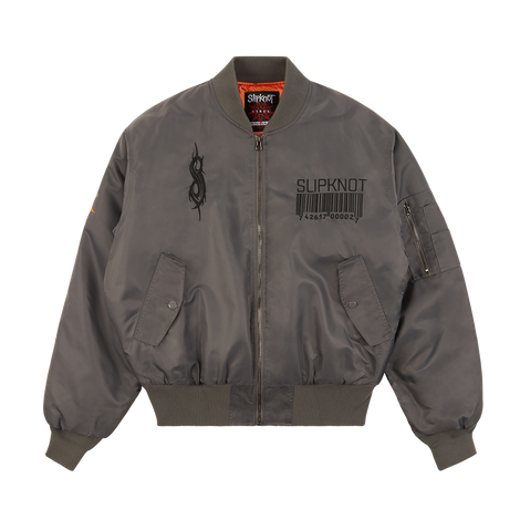 Gray Logo Bomber Jacket Front