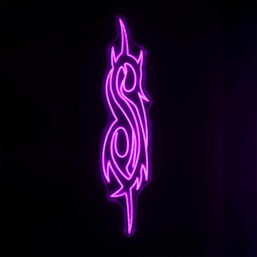 Tribal S Purple LED Sign Front On